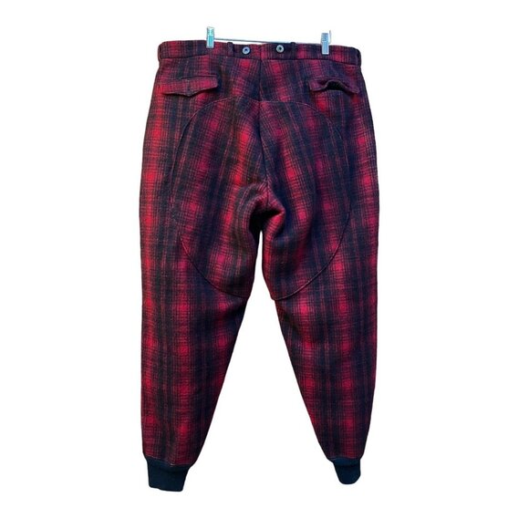 Vintage 1940s Woolrich Mens Plaid Wool Hunting Pants 40 x 31 Red Black Workwear - Picture 2 of 8